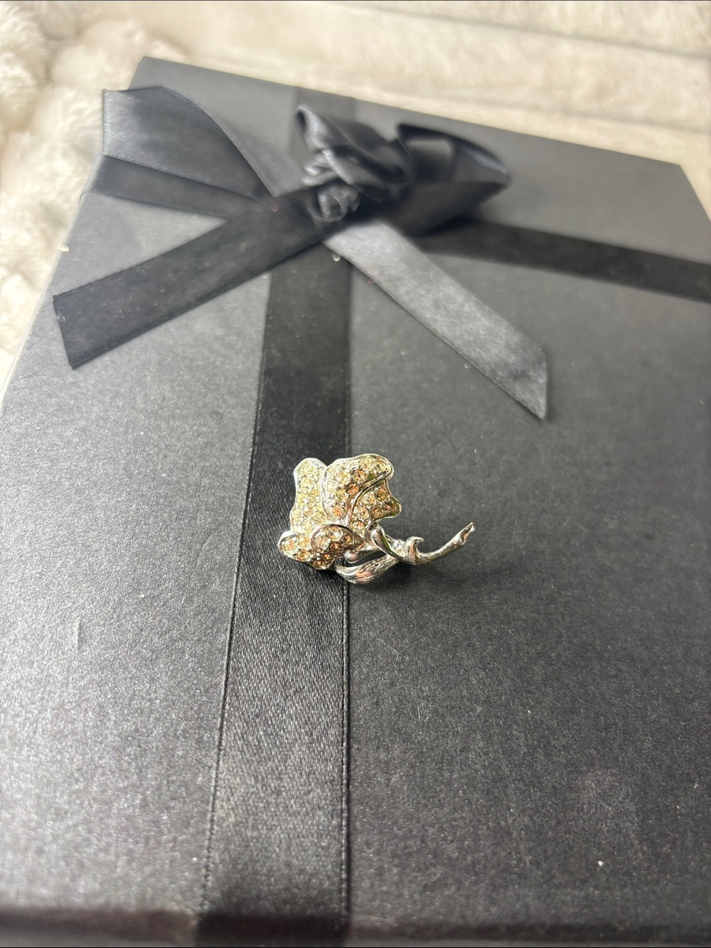Antique Rhinestone Flower Brooch